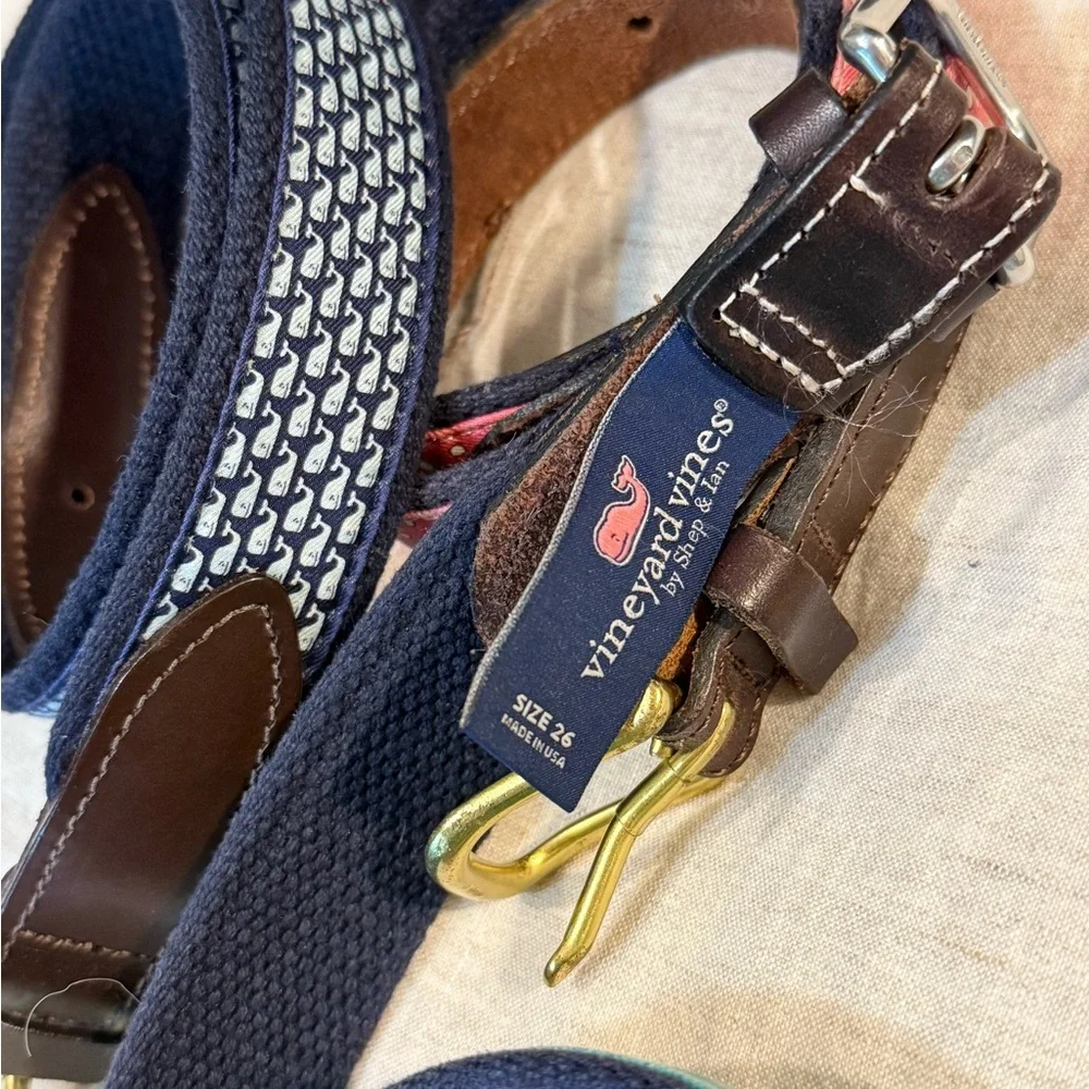 Vineyard Vines  Belt Set boys size 26 - Blue, Green Camo, pink